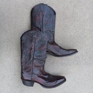 Vintage Justin #8158 Leather Pull On Cowboy Western Boots Size 9D